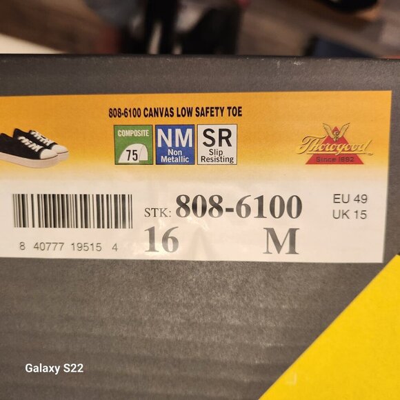 Thorogood Warehouse Won Safety Low Canvas Men's Sneakers. NIB. Size 16 - Picture 8 of 11